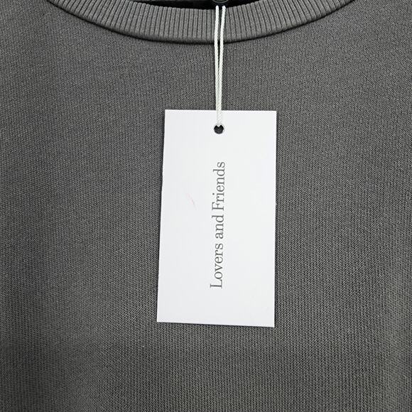 Lovers + Friends Katie Cropped Gray Crewneck Long Sleeve Sweatshirt Size Small - Picture 4 of 5